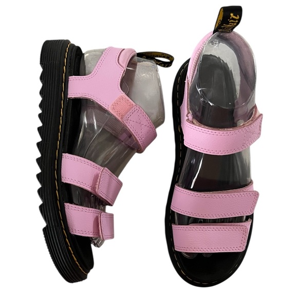 Dr. Martens Shoes - Dr. Martens Klaire Y Pink Black Leather Strap Platform Sandals Womens Size 7 EUC